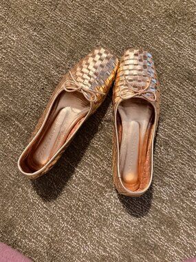 Jada Square Toe Ballet Flat in Gold